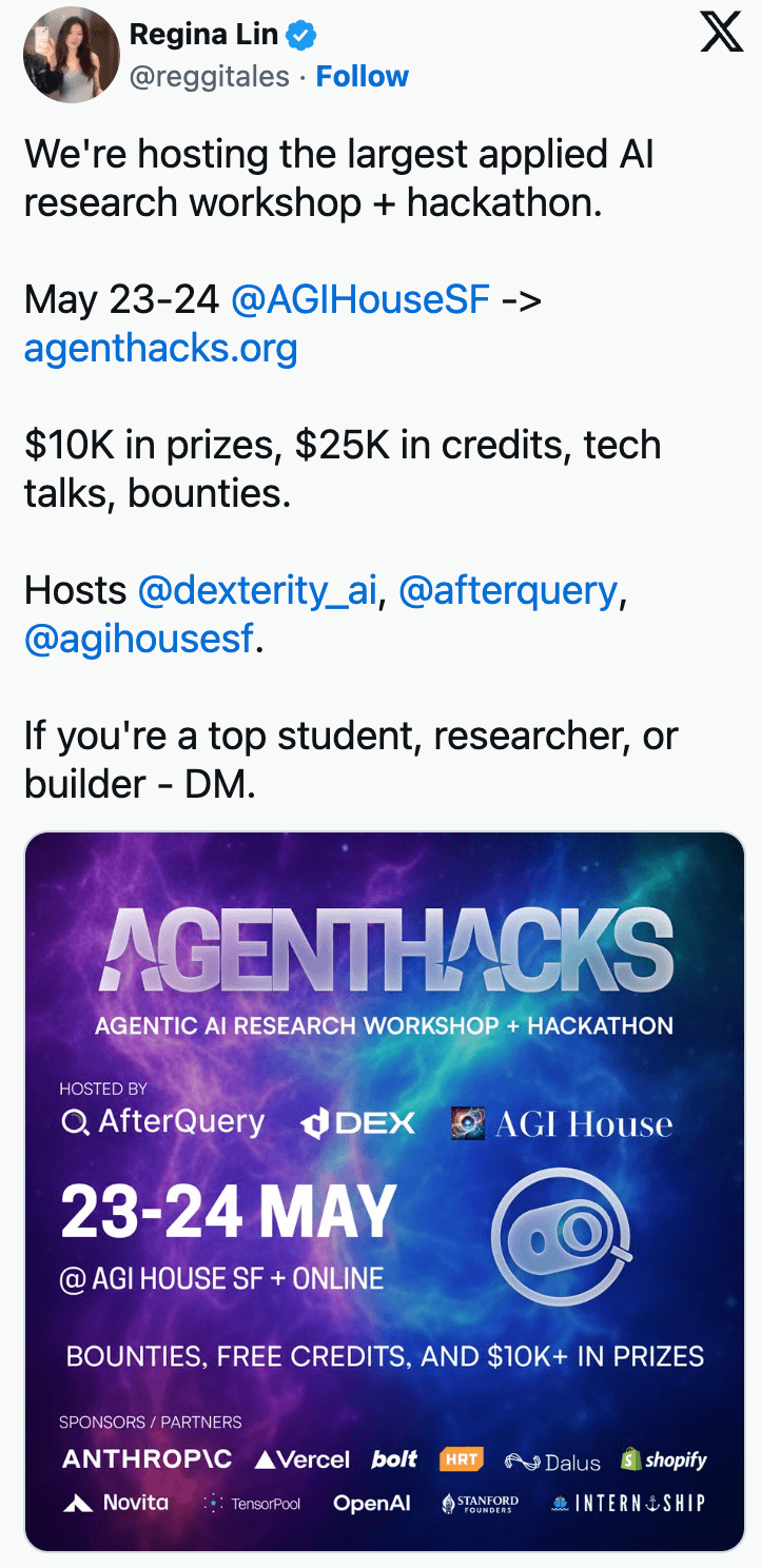 Tweet about AI research workshop