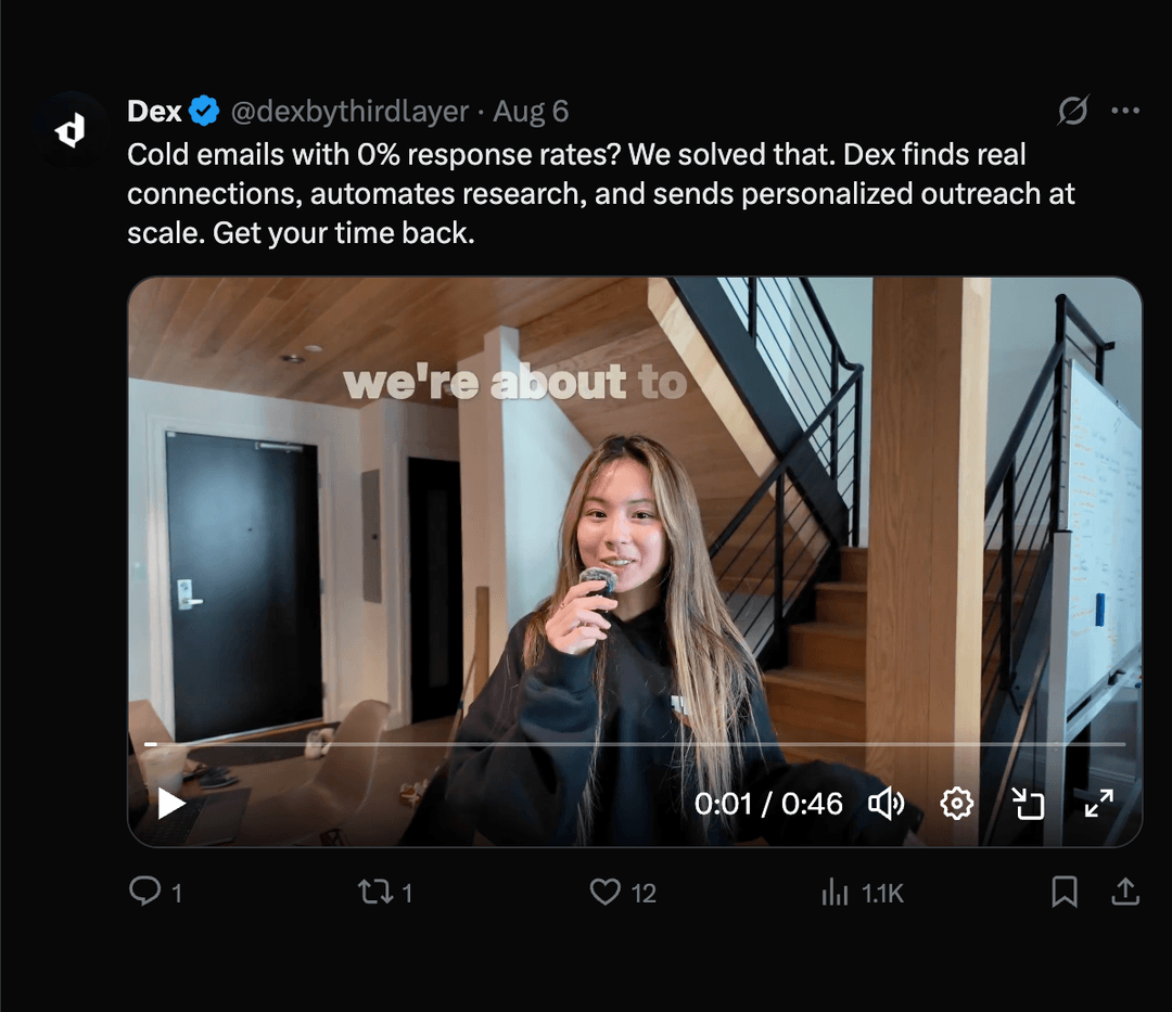 Tweet about cold email solutions