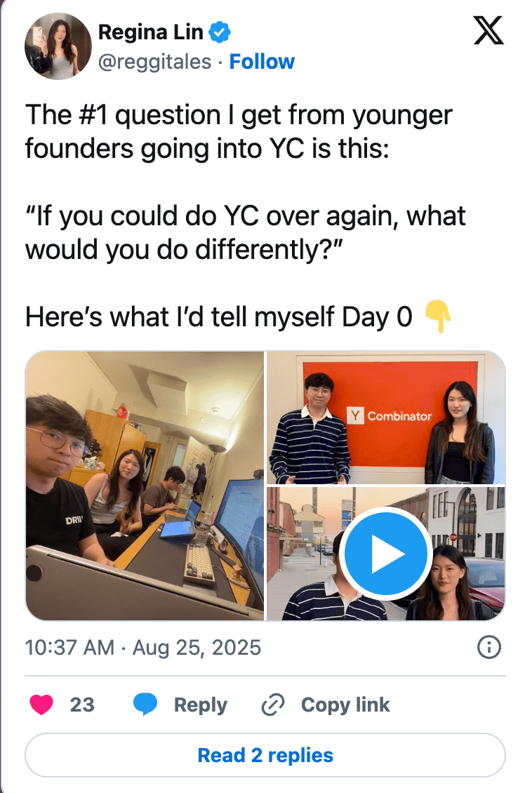 Tweet about YC advice